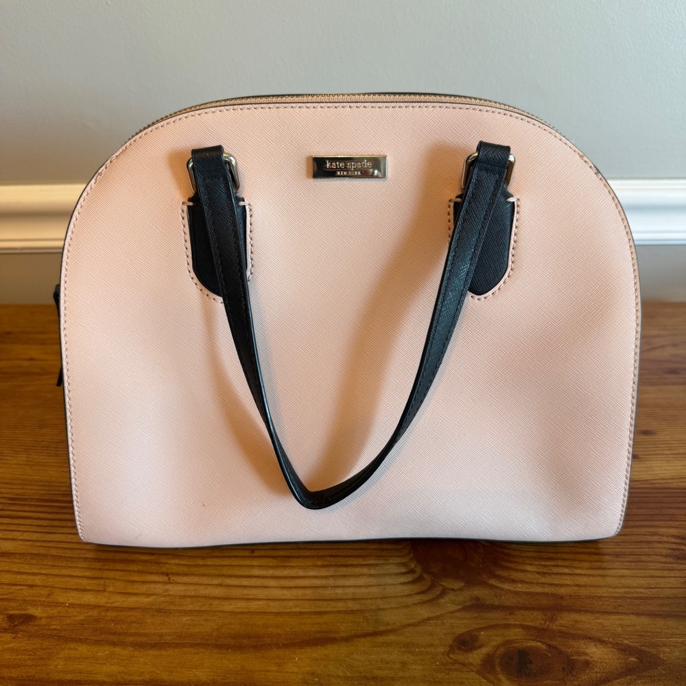 Kate Spade Laurel Way Reiley Medium Dome‎ Satchel Vellum/Pink and Black Purse